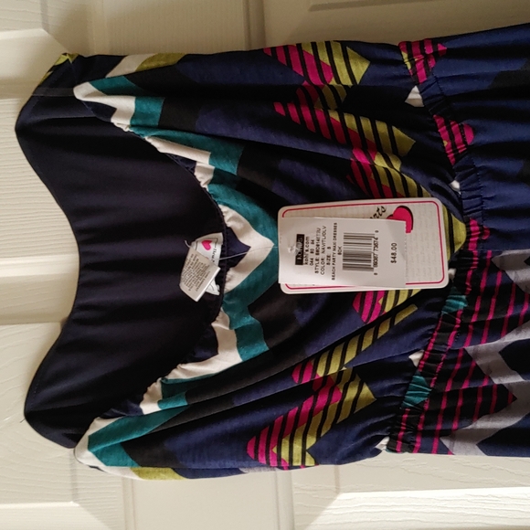 Chevron strapless maxi dress with elastic at waist size Medium Three Pink Hearts - Picture 3 of 5